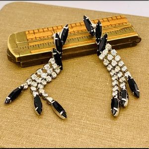 Vintage rhinestone fringe earrings dangles NOS